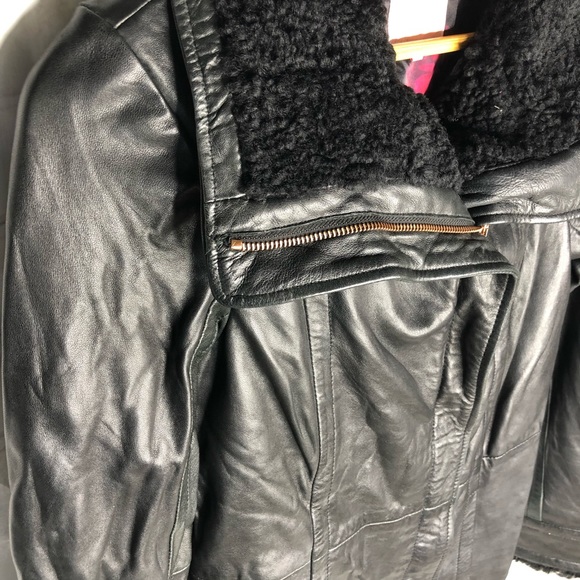 Ted Baker Womens Amilia Shearling Collar Leather Jacket Size 1 US XS - Picture 4 of 7